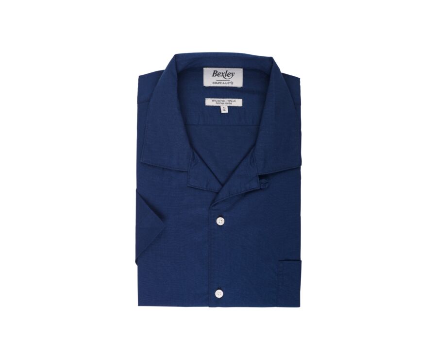 Camisa manga corta de lino y algodón hombre marino Mc Bexley