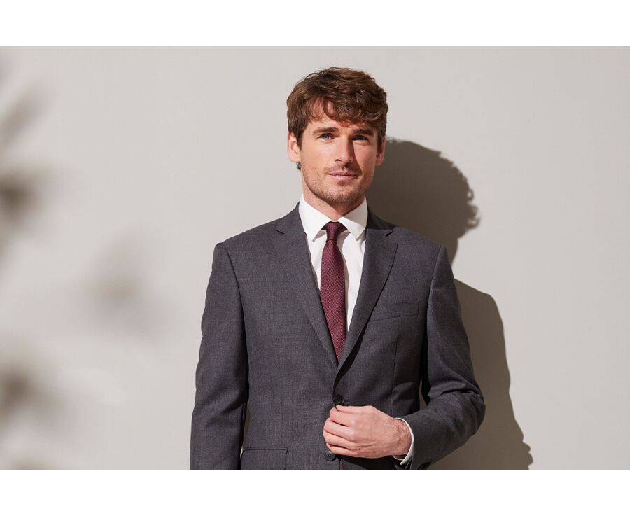 Corbata para hombre de seda Burdeos y Blanco - CORBATA SEDA FAUX UNI