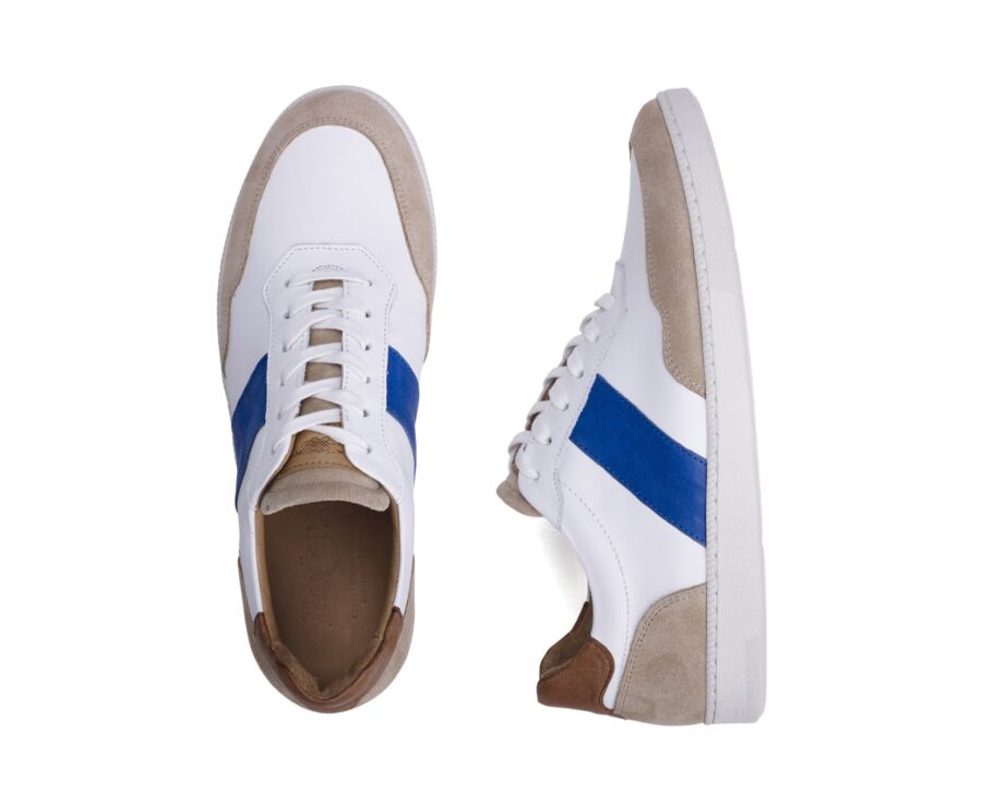 Zapatillas hombre de cuero Blanco, beige y Azul - BERRINGA