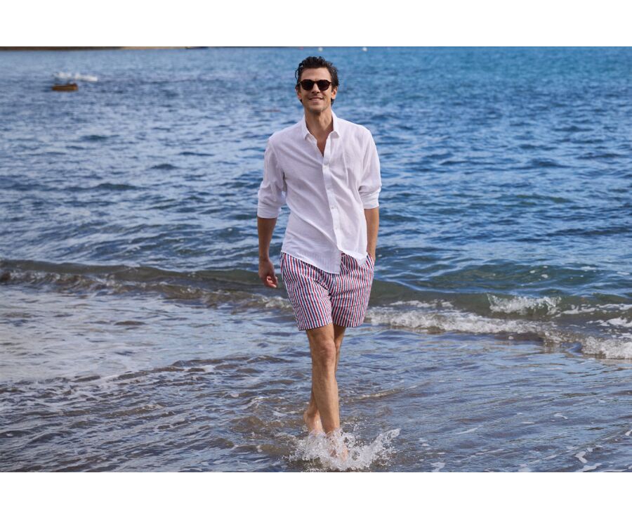 Bañador de hombre rayado Azul Blanco Rojo - BRENTAN