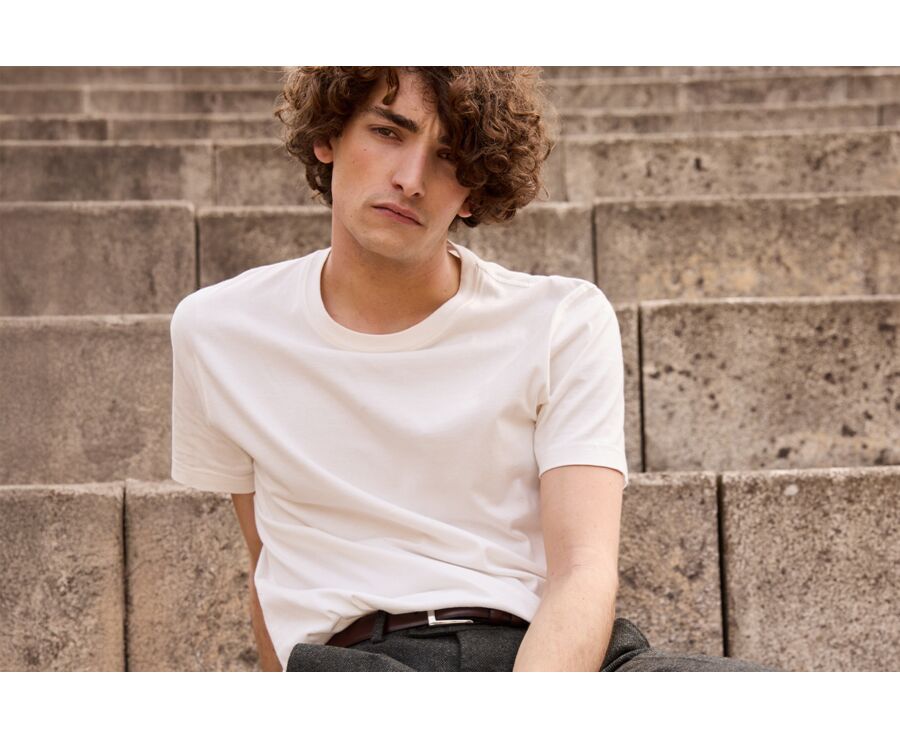 Camiseta de algodón orgánico liso Blanco - EDGAR III