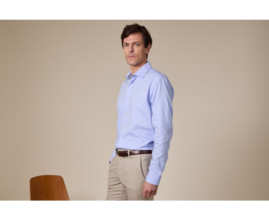 Camisa Celeste Oxford - Cuello italiano - OTTAVIO CLASSIC