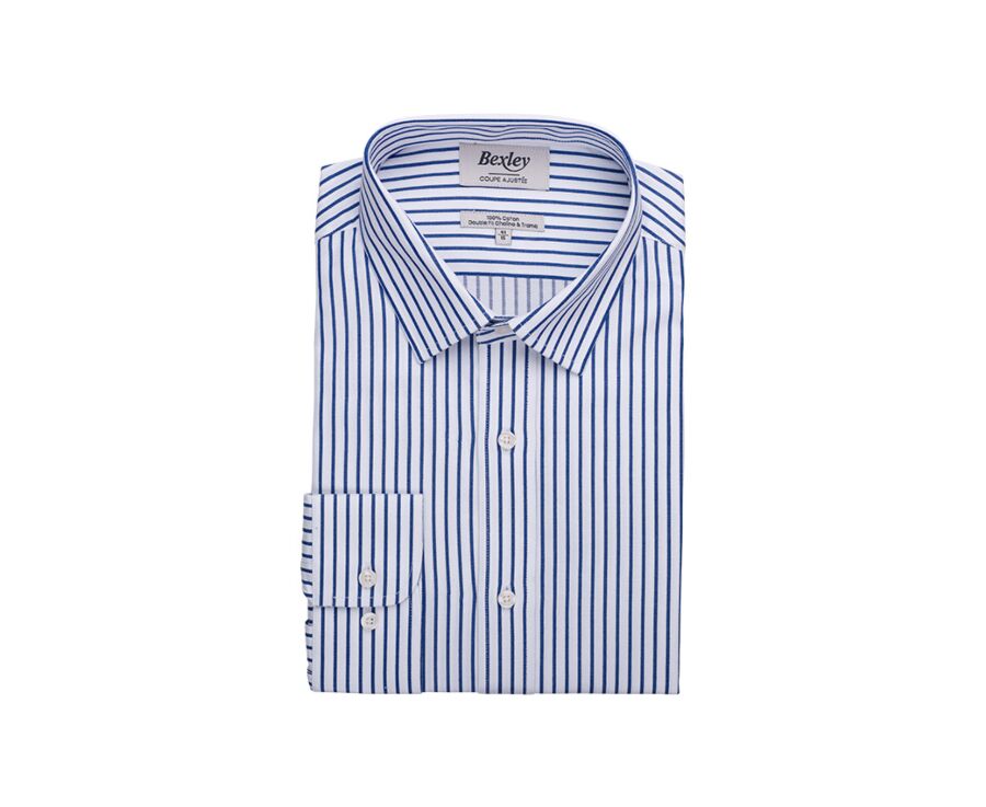 Camisa blanca con rayas azules - LÉONEL