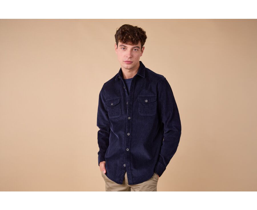 Sobrecamisa de terciopelo Navy - VICTORIN