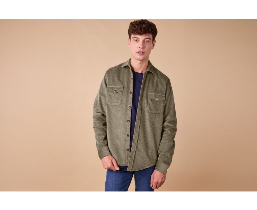 Sobrecamisa de terciopelo Verde militar - VICTORIN