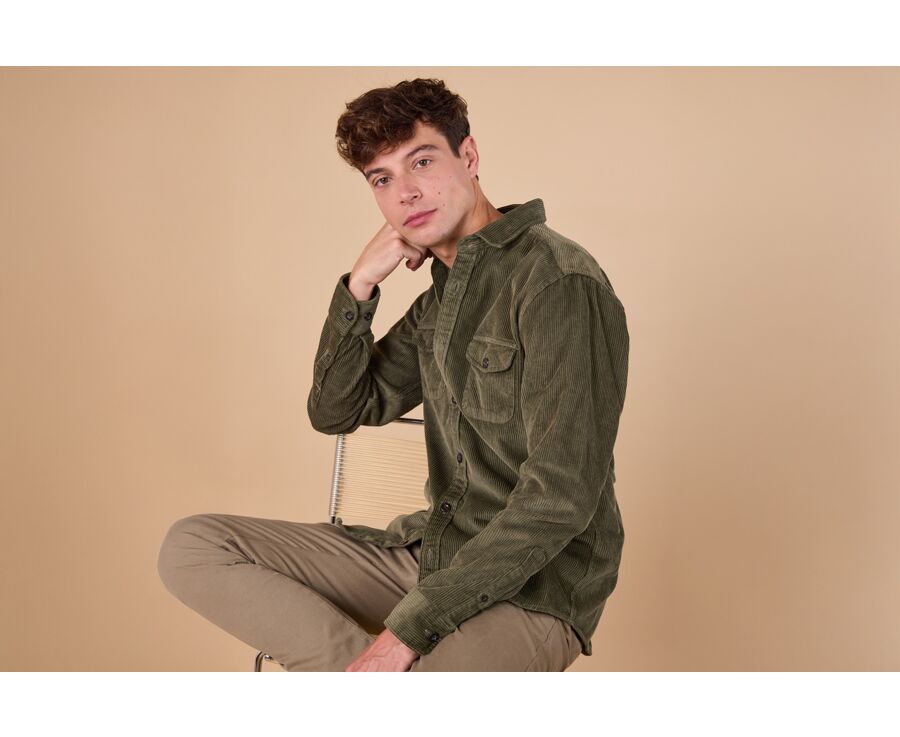 Sobrecamisa de terciopelo Verde militar - VICTORIN