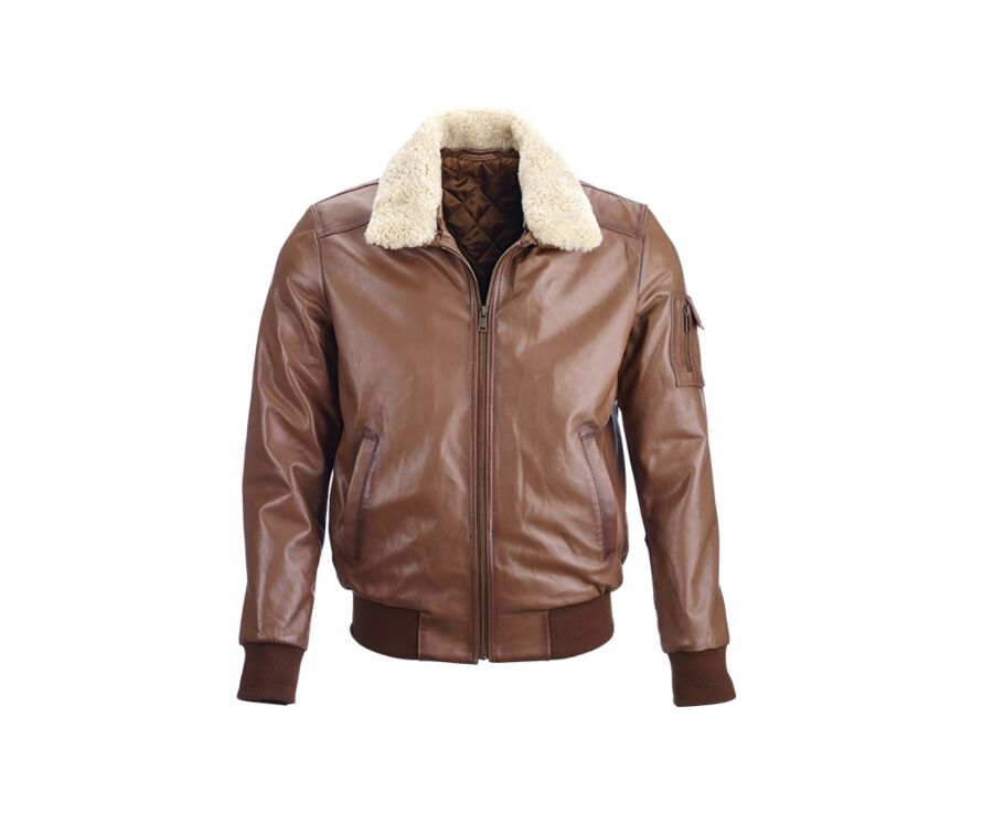 Chaqueta bomber de cuero para hombre Coñac - EVERETT II