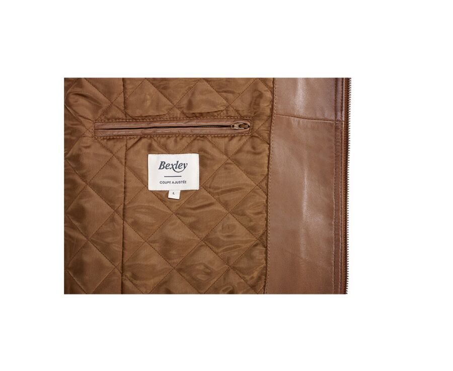 Chaqueta bomber de cuero para hombre Coñac - EVERETT II