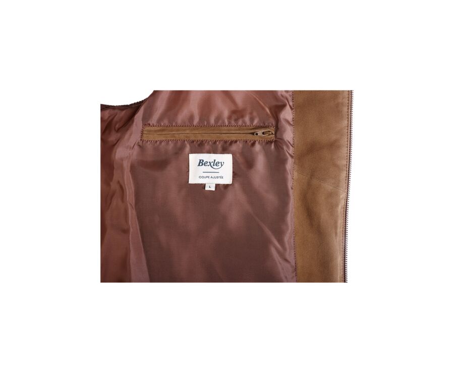 Chaqueta de cuero habana sin mangas para hombre - NIKLAS