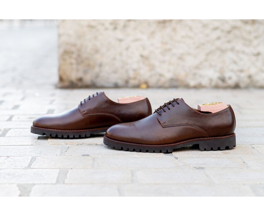 Zapatos derby Chocolate para hombre con suela de goma - BUSHEY GOMME