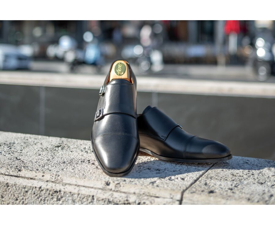 Zapatos de hombre negros con doble hebilla Cheddington Bexley