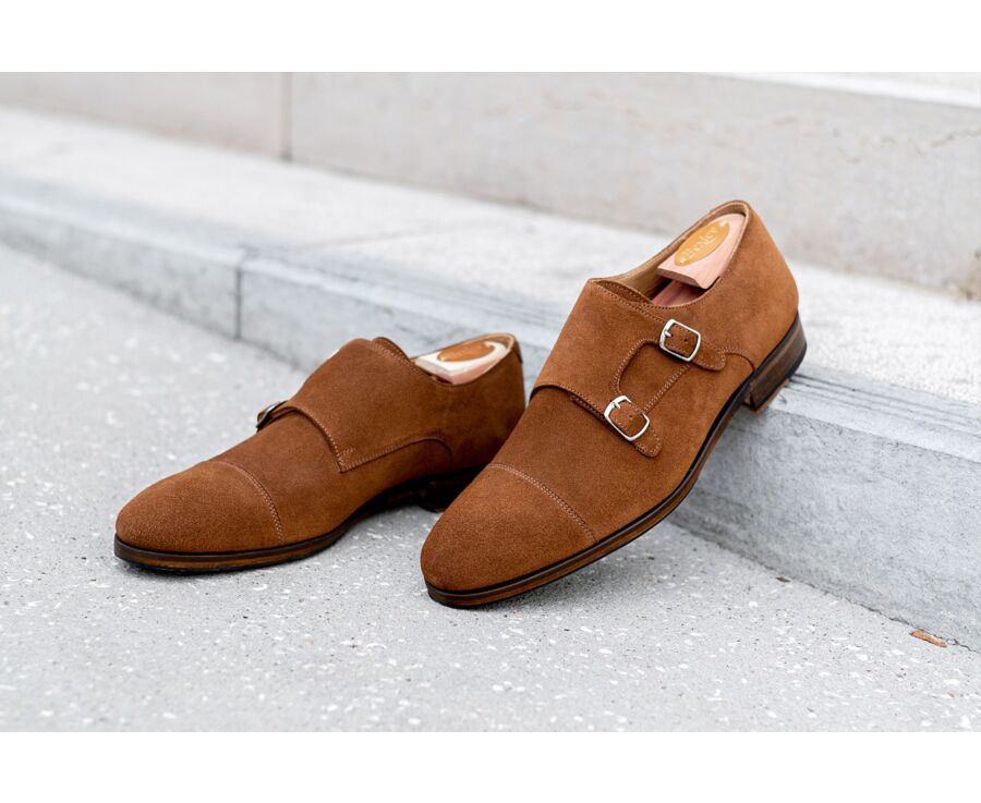 Zapatos con Hebilla Doble ante Coñac para Hombre - GRESHEY PATIN
