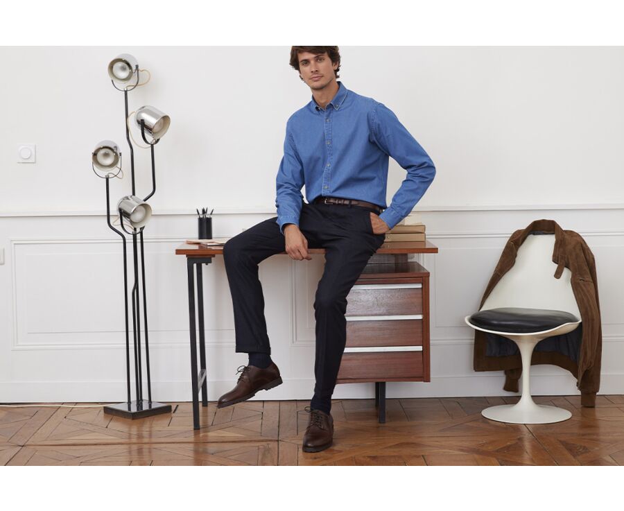 Pantalón de vestir Espiga azul marino oscuro - Lelian