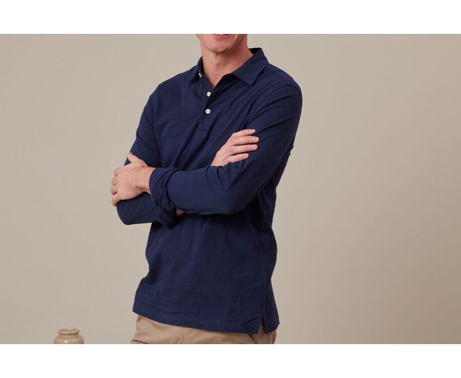 Polo de hombre de manga larga Navy - AIDEN ML