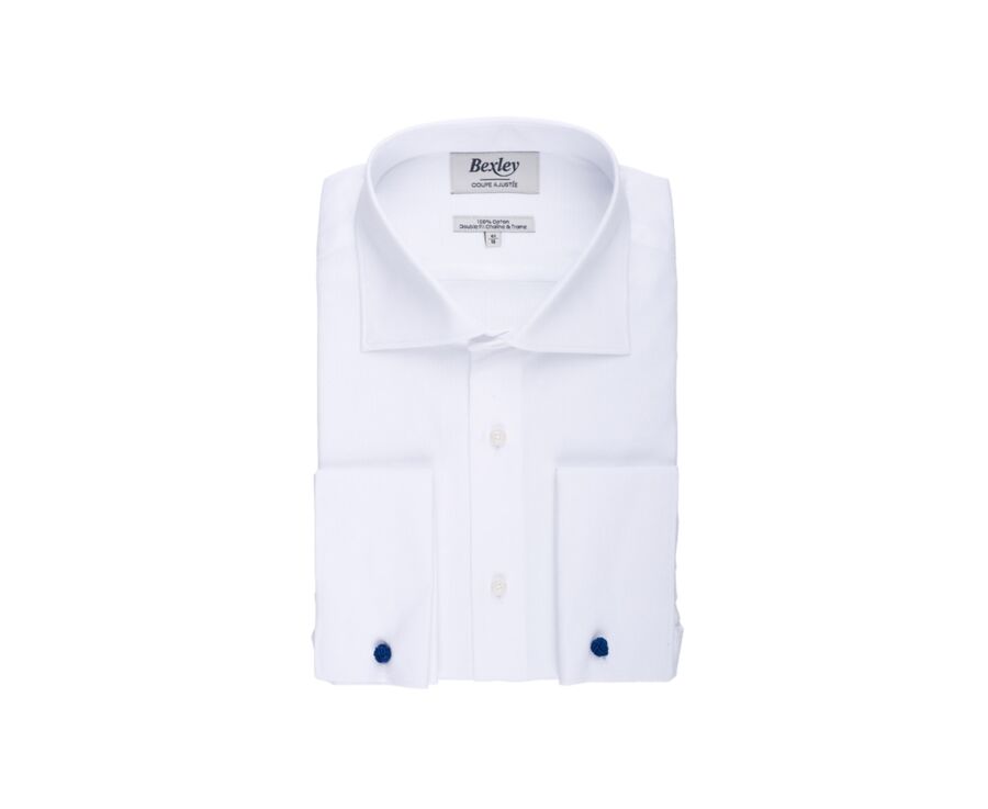 Camisa de oxford de algodón Blanco - Cuello italiano - OTELLO