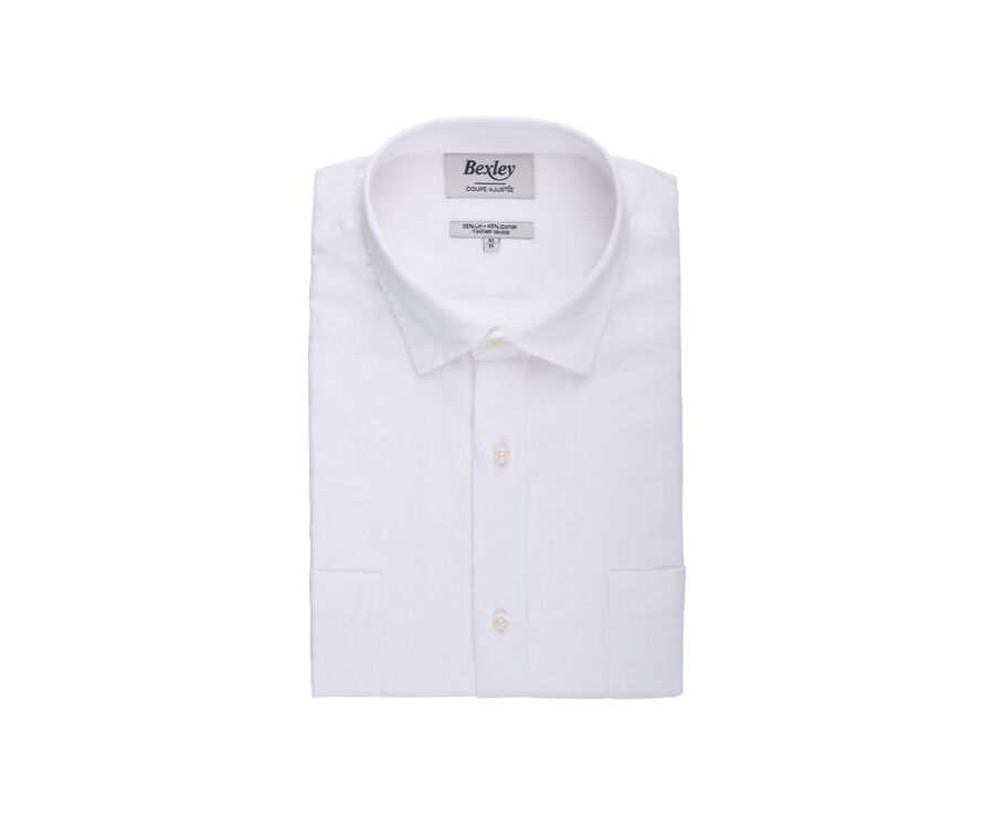 Camisa Chambray Blanco de algodón y lino  - SIPHÉRIN