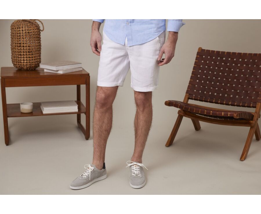 Bermudas de lino para hombre Blanco - BORYS