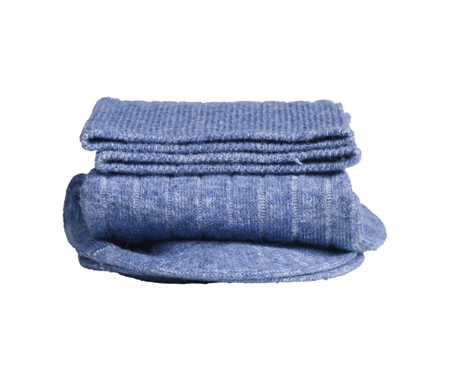 Calcetines de algodón y lino con ribete para hombre Azul medio moteado