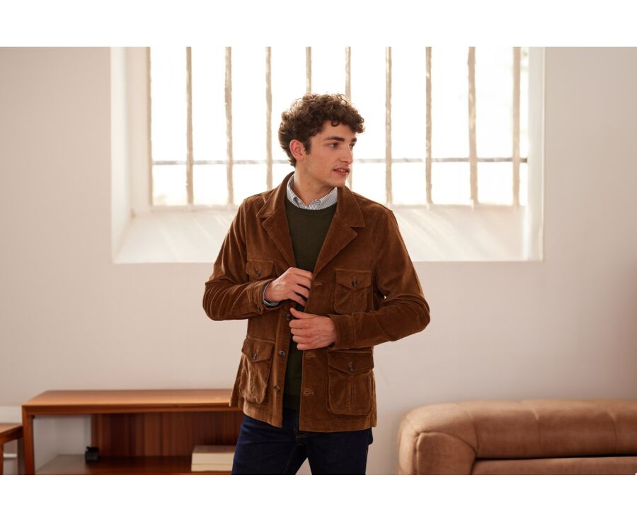 Chaqueta sahariana de terciopelo Camel oscuro - FLORENCIEN