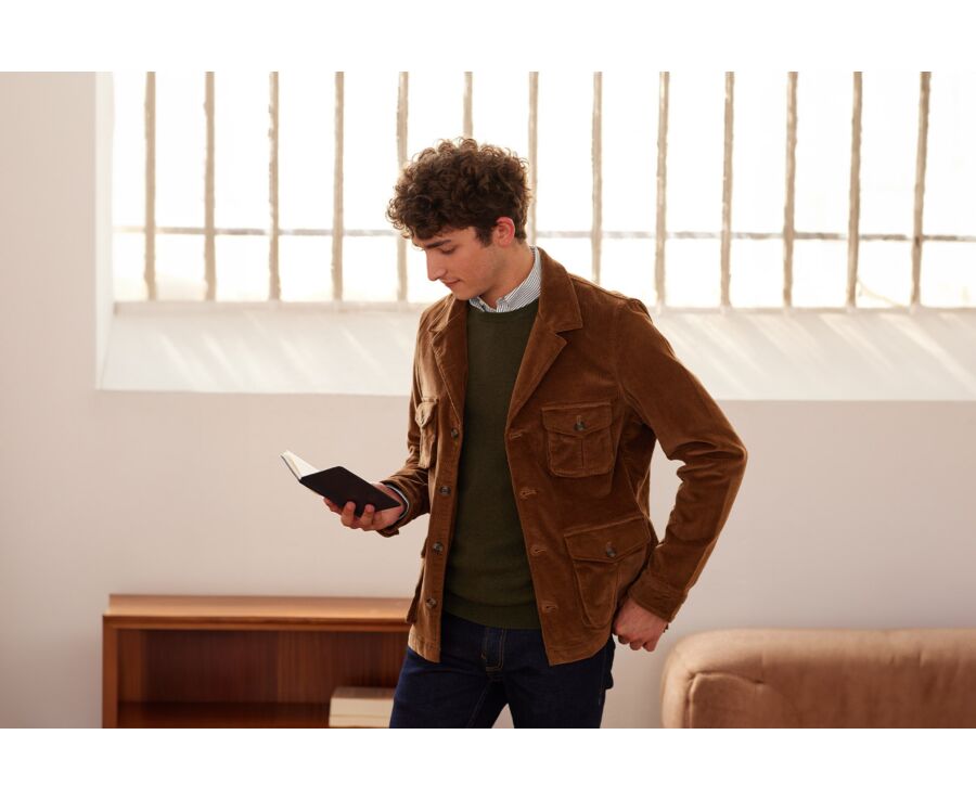 Chaqueta sahariana de terciopelo Camel oscuro - FLORENCIEN