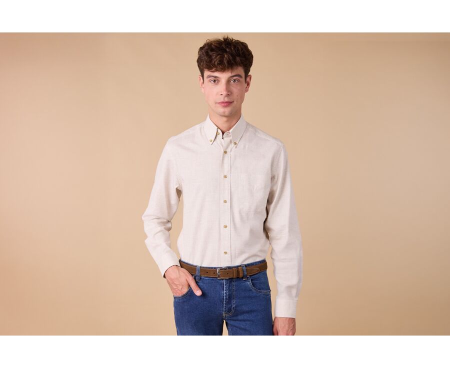 Camisa de hombre en Franela - Crudo - ANDER
