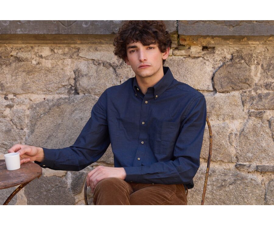 Camisa de hombre en Franela Navy - ANDER