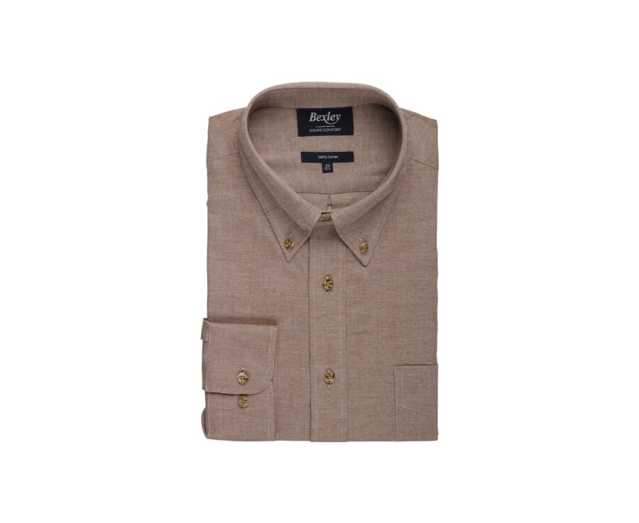 Camisa de hombre en Franela Camel  - ANDER
