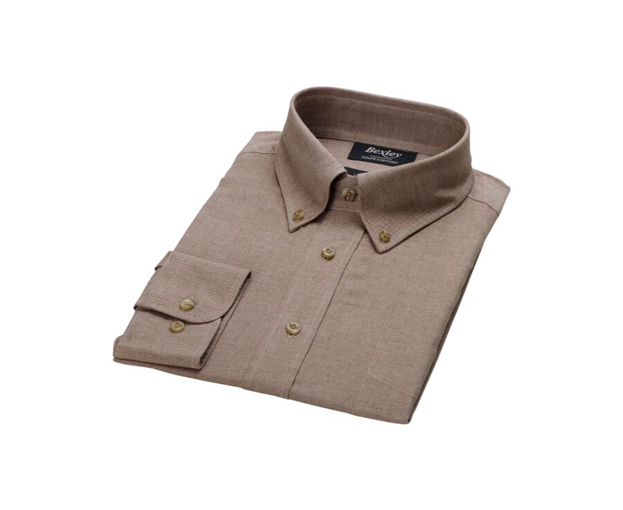 Camisa de hombre en Franela Camel  - ANDER