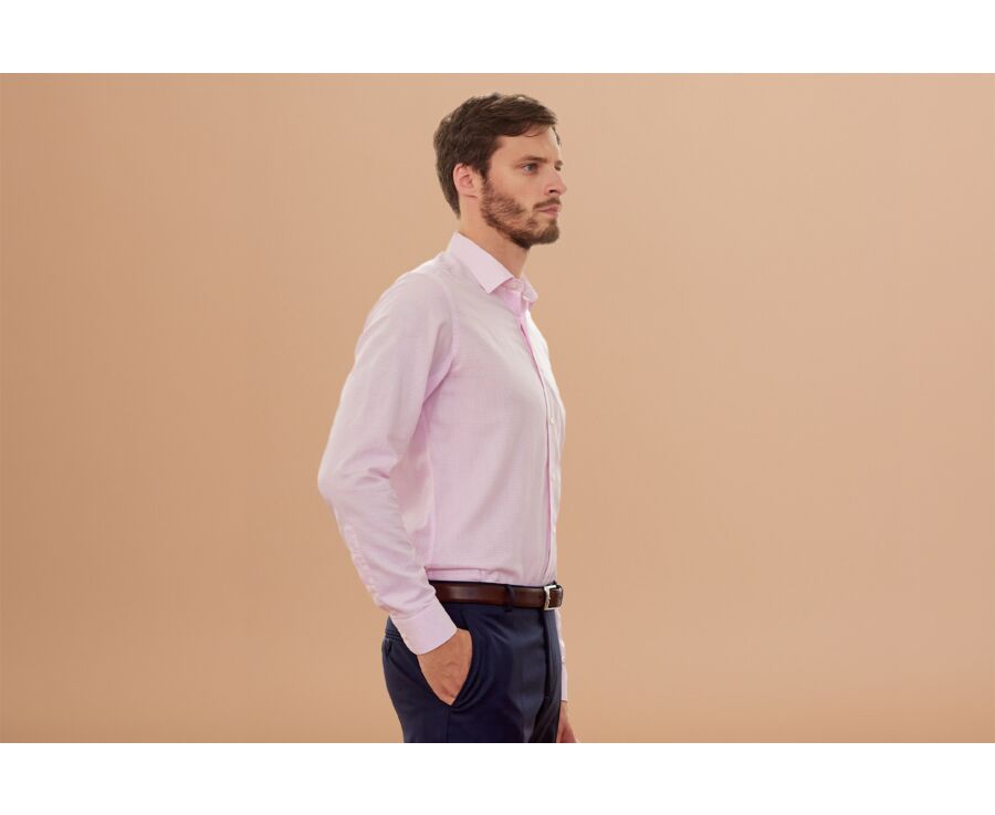 Camisa de sarga blanca con cuadro Rosa Claro - MARTINIEN
