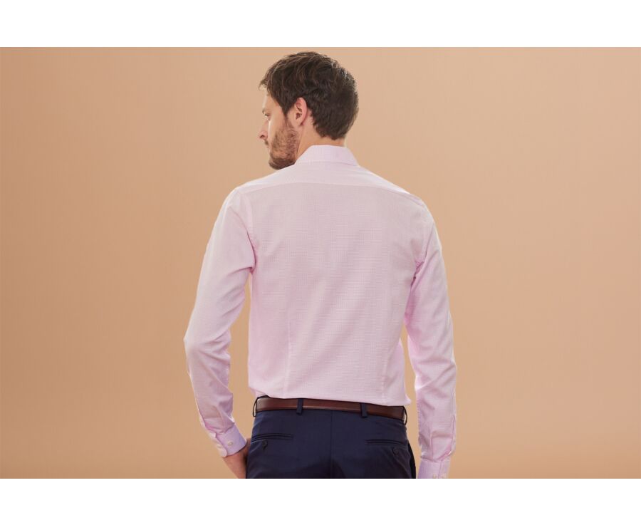 Camisa de sarga blanca con cuadro Rosa Claro - MARTINIEN