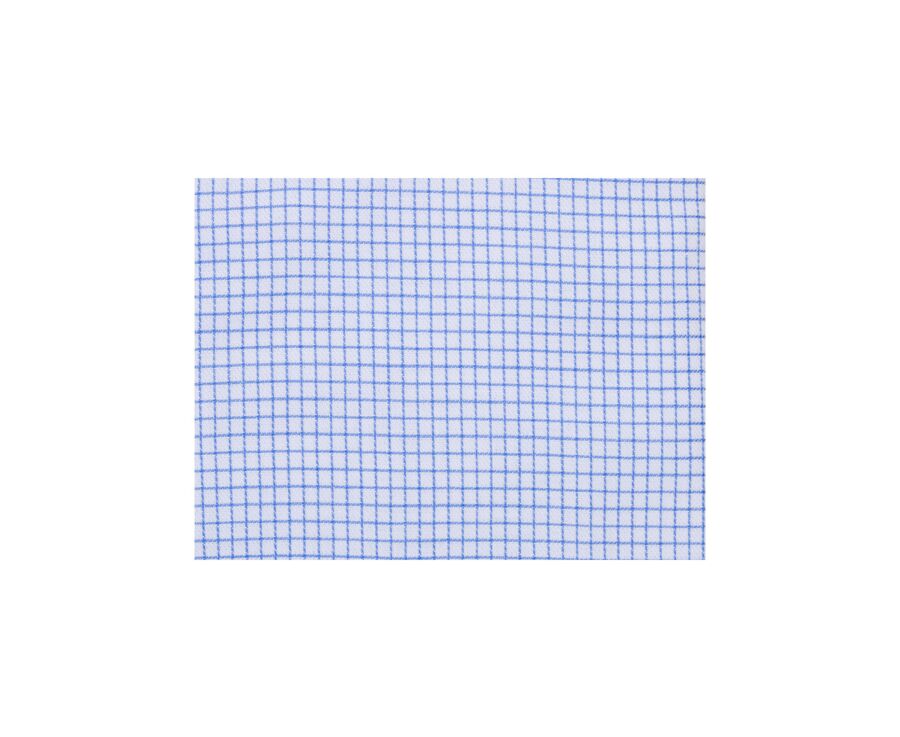 Camisa de sarga Blanco con pequeños cuadros Azul - STELLAN 