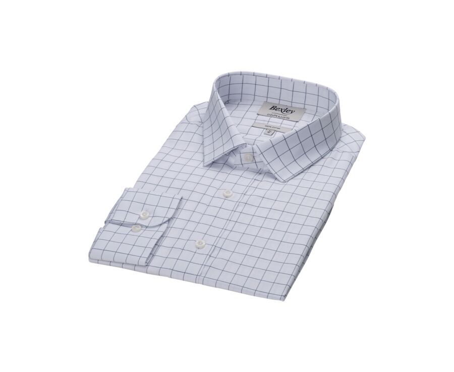 Camisa blanca con cuadros verdes - Cuello francés - SERGIUS