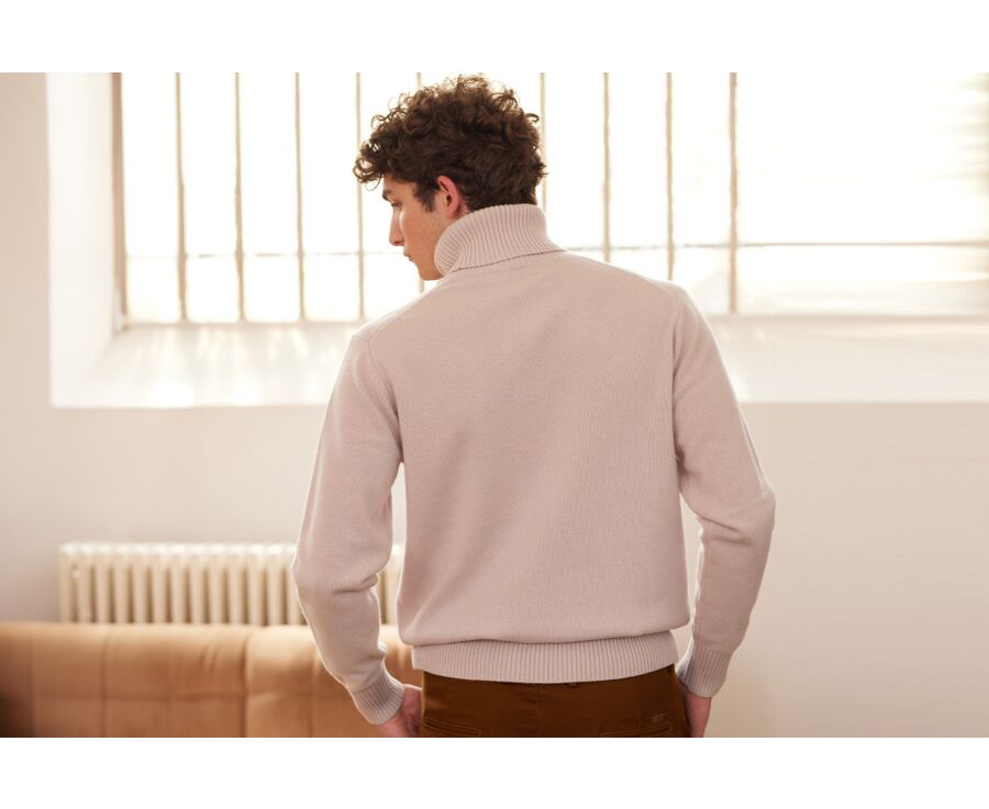 Jersey de lana con cuello alto para hombre Beis Claro - KENNERIC