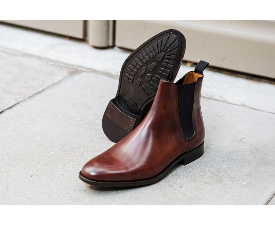 Botas Chelsea de hombre con suela de goma coñac patinado - TODDINGTON GOMME