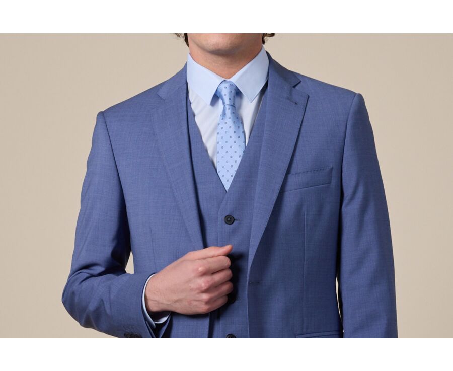 Corbata de seda con estampado de microflores Celeste & Gris