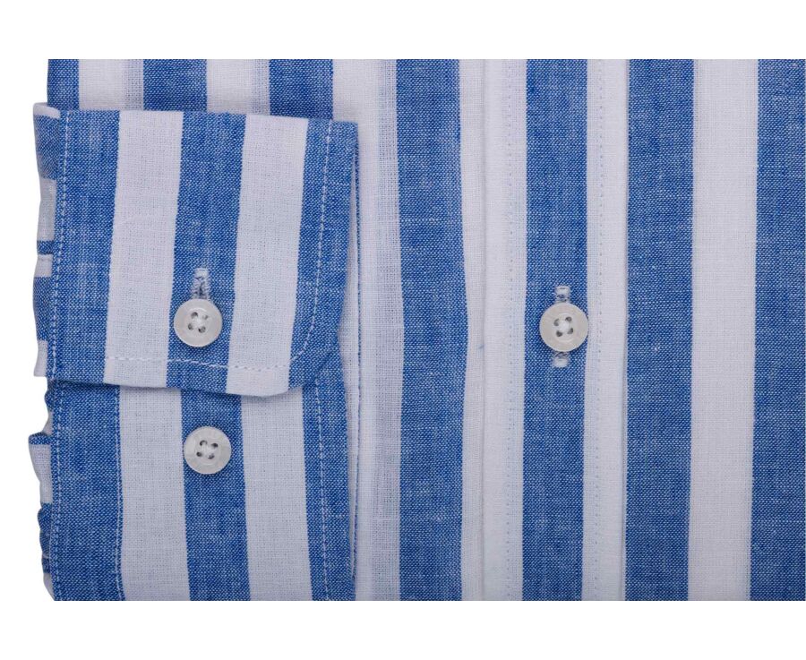 Camisa de algodón y lino a rayas azul y blanco - BRUNIEN
