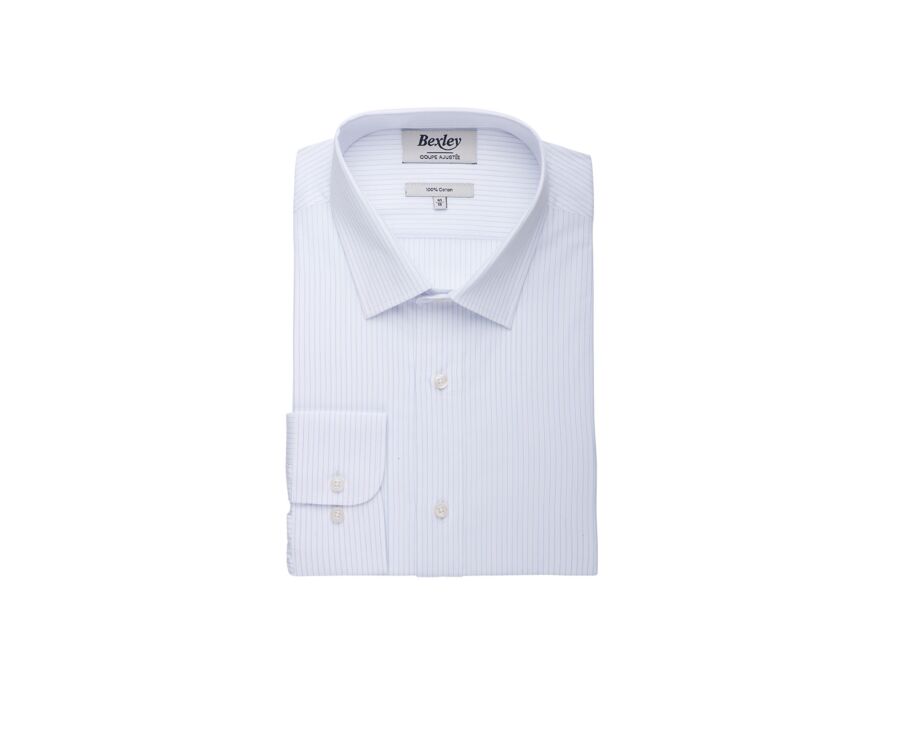 Camisa de algodón rayas Blanco y Celeste - BERTHIN