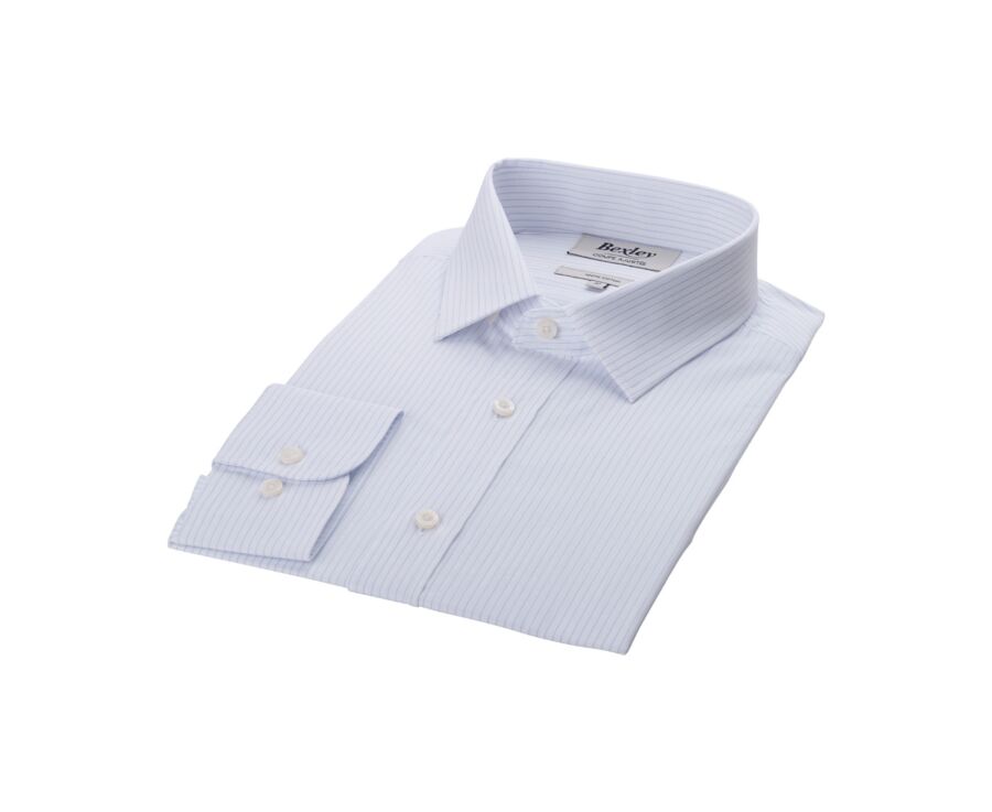 Camisa de algodón rayas Blanco y Celeste - BERTHIN