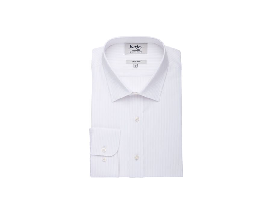 Camisa de algodón rayas Blanco y Beis - BERTHIN