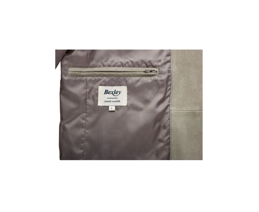 Chaqueta de cuero de terciopelo para hombre Caqui Claro - EDRIK