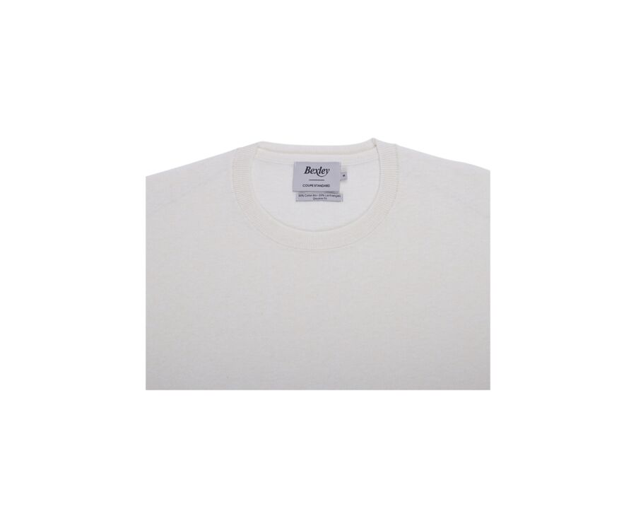 Jersey de hombre de algodón orgánico/lino con cuello redondo, color Cuerda - CLINDMIR