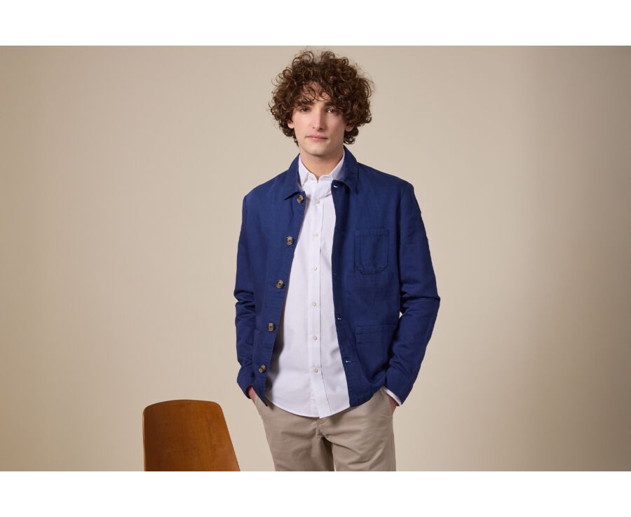 Chaqueta de pintor algodón/lino Índigo - FAUSTINIEN
