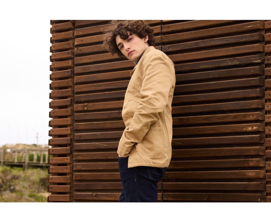 Chaqueta de pintor algodón/lino Desierto - FAUSTINIEN