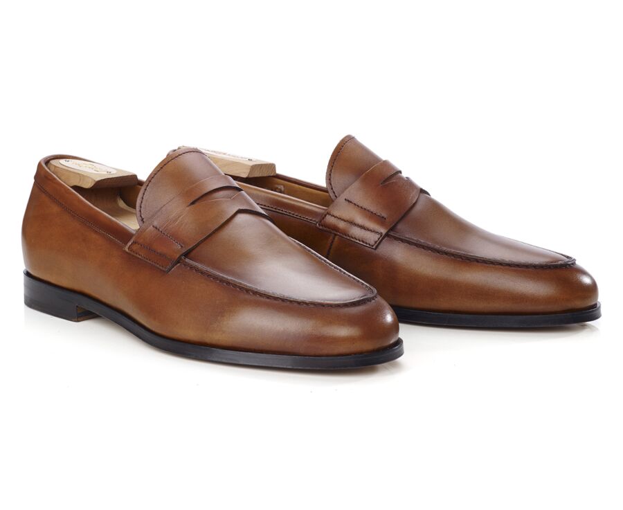 Mocasín de piel para hombre Dorado Patinado - DERYBROOK