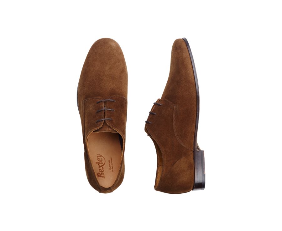 Zapatos derby terciopelo habana para hombre con suela de cuero - BISHTON