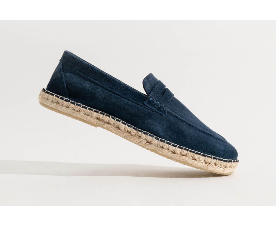 Mocasín suela de alpargata hombre Terciopelo Beige Navy - PANAREA