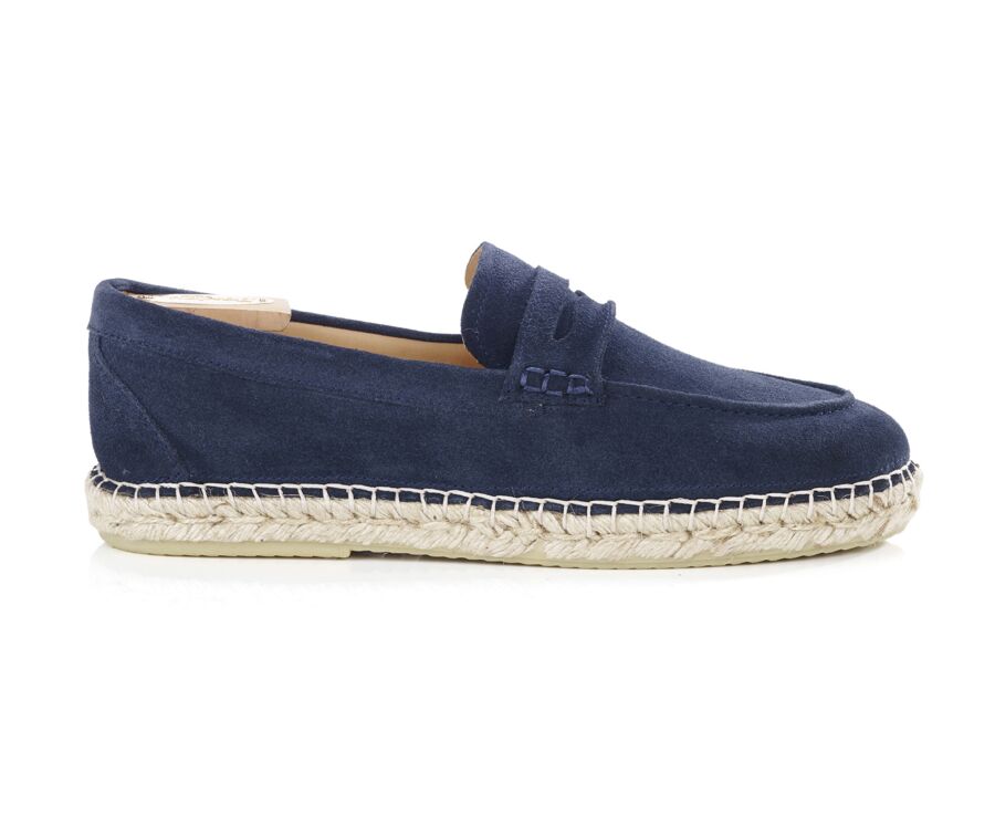 Mocasín suela de alpargata hombre Terciopelo Beige Navy - PANAREA