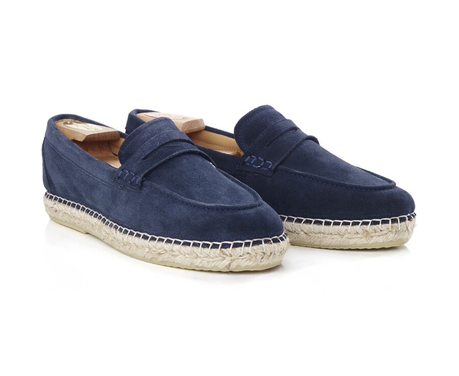 Mocasín suela de alpargata hombre Terciopelo Beis Navy - PANAREA