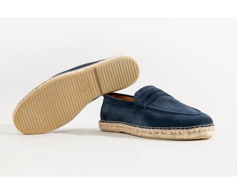 Mocasín suela de alpargata hombre Terciopelo Beige Navy - PANAREA
