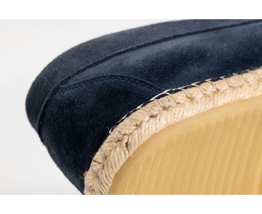 Mocasín suela de alpargata hombre Terciopelo Beige Navy - PANAREA